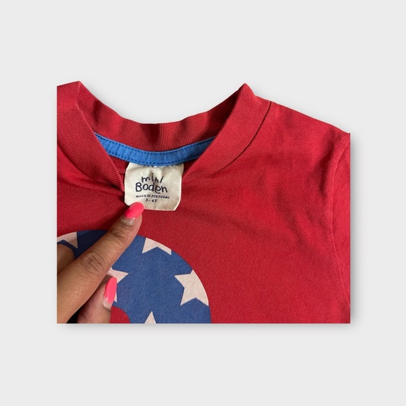 Mini Boden Ampersand Star & Stripe Graphic Red Shirt - Picture 2 of 4